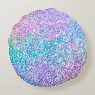 Coussins Ronds Parties scintillant Pastel Turquoise Bleu & Violet