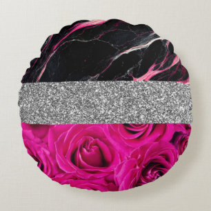 Coussins Ronds Parties scintillant rose Ombre Roses Parties scint