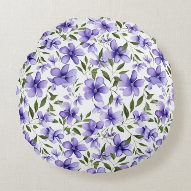 Coussins Ronds Passion des fleurs violettes (Devant)