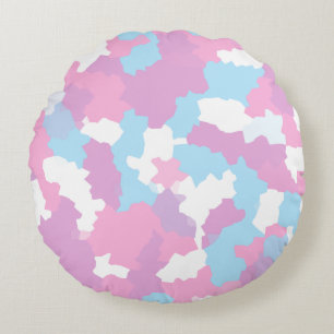 Coussins Ronds Pastel Camouflage Motif d'art Abstrait
