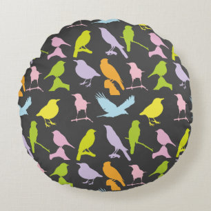 Coussins Ronds Pastel Coloured Variété d'oiseaux Motif