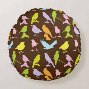 Coussins Ronds Pastel Coloured Variété d'oiseaux Motif