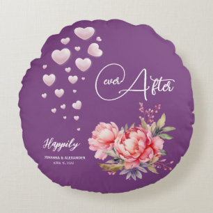 Coussins Ronds Pastel Élégant Joyeux Jamais Après Peon Rose Viole