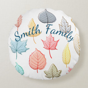 Coussins Ronds Pastel Feuilles
