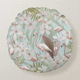 Coussins Ronds Pastel Flamant rose Jungle Love #1 #tropical #wall