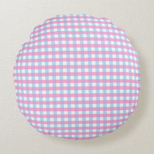 Coussins Ronds Pastel Pink En vichy Plaid