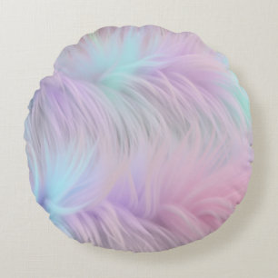 Coussins Ronds Pastel Rainbow Fur