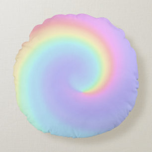 Coussins Ronds Pastel Rainbow Swirl Mariage lesbien