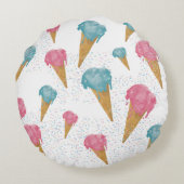 Coussins Ronds Pastel Retro Aquarelle Crème glacée et arrosages (Dos)