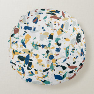 Coussins Ronds Pastel Terrazzo : Motif Abstrait moderne.