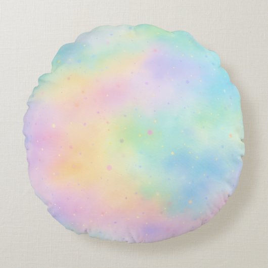 Coussins Ronds Pastel Watercolor Dream – Soft Rainbow Gradient (Devant)
