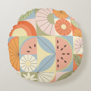 Coussins Ronds Pastèque d'été Citrus : Patte géométrique Abstrait