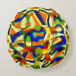 Coussins Ronds Patches de couleur sur bandes beiges incurvées