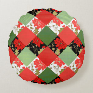Coussins Ronds Patchwork patchwork patchwork de Noël en toute tra