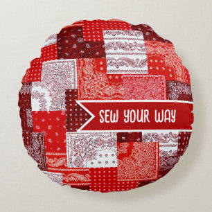 Coussins Ronds Patchwork personnalisé de couture de bandana motif