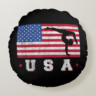 Coussins Ronds Patriotic Sports Gift American USA Flag Girls Gymn