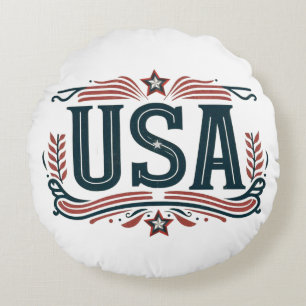 Coussins Ronds Patriotique, États-Unis vintages
