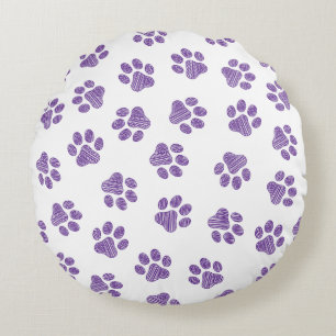 Coussins Ronds Patrouilles de Doodle, Paws de Chien, Paws De Purp