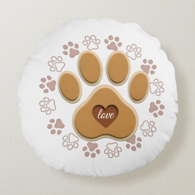 Coussins Ronds Patte de chat d'amour (Devant)