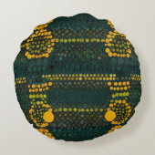 Coussins Ronds Patte de point de zigzag jaune et vert rétro (Dos)