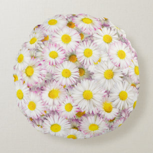 Coussins Ronds Patters Pink Purple Daisy Flower