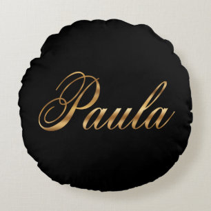 Coussins Ronds Paula gold Design Lettering Oreillers