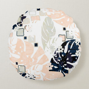 Coussins Ronds Paume de la jungle tropicale feuille