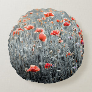 Coussins Ronds Pavot fleur sauvage