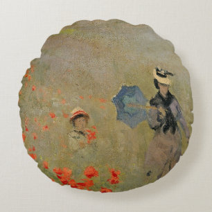 Coussins Ronds Pavots sauvages de Claude Monet  , près