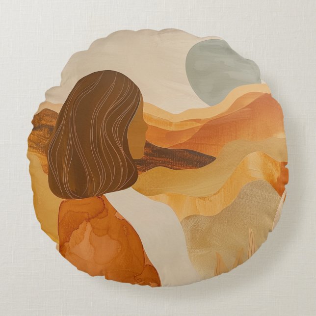 Coussins Ronds Paysage Abstrait de Boho (17) (Devant)