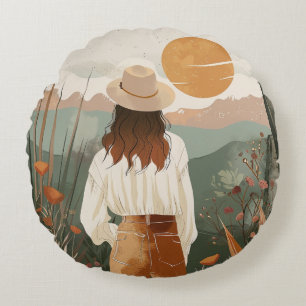 Coussins Ronds Paysage Abstrait de Boho (20)