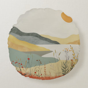Coussins Ronds Paysage Abstrait de Boho (25)