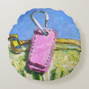 Coussins Ronds Paysage de tag rose Moderne Expressionniste Abstra