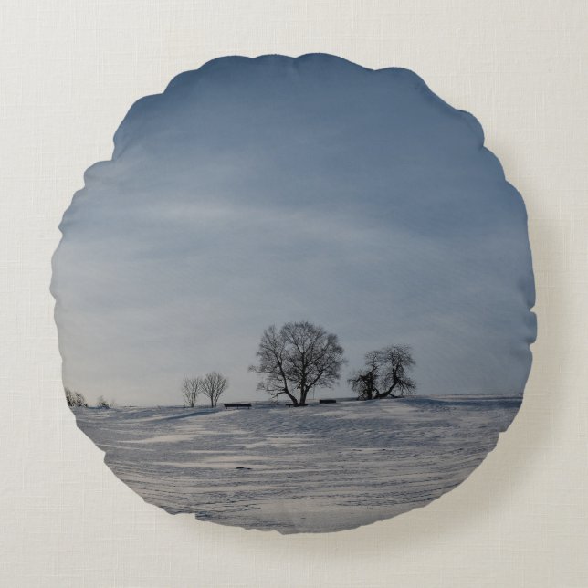 Coussins Ronds Paysage enneigé  (Devant)