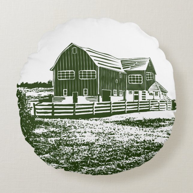 Coussins Ronds Paysage rural maison de ferme de style coupe (Devant)