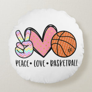 Coussins Ronds Peace Love Basketball Coeur pour les Ados entre