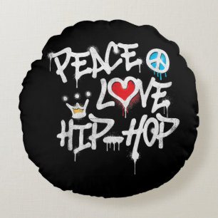 Coussins Ronds Peace Love Hip hop Dancing