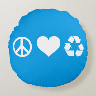 Coussins Ronds Peace Love Recycle