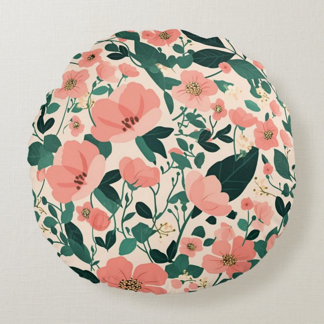 Coussins Ronds Peachy-Keen Flower Pattern (Devant)