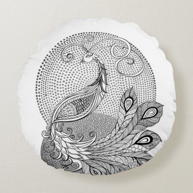 Coussins Ronds Peacock (Devant)