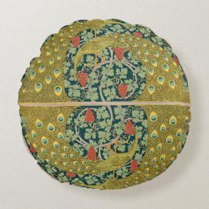 Coussins Ronds Peacock Art Nouveau Style rond design complexe