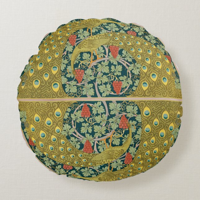 Coussins Ronds Peacock Art Nouveau Style rond design complexe (Devant)