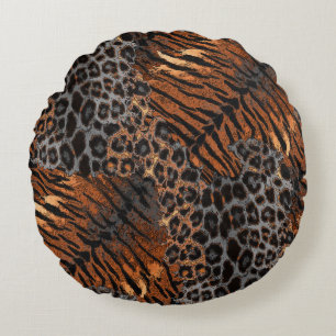 Coussins Ronds Peau de tigre léopard tendance