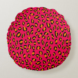 Coussins Ronds Peaux de jaguar coloré sans couture motif, art ani
