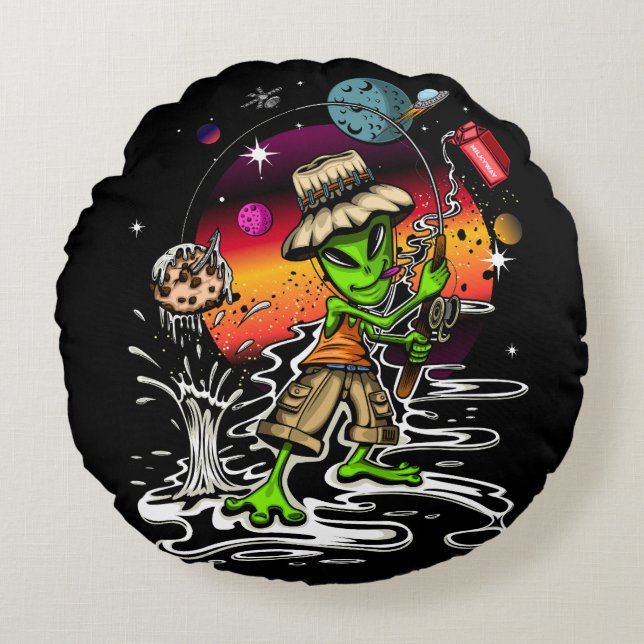 Coussins Ronds Pêcheur de l'espace (Devant)