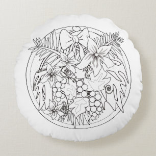 Coussins Ronds Peins-toi un motif tropical