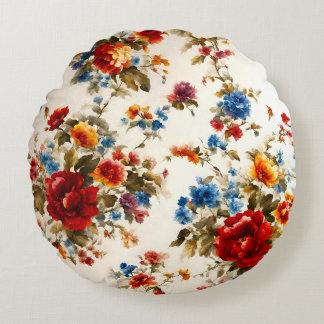 Coussins Ronds Peint Е légant & Délicat Fleurs d'été colorées