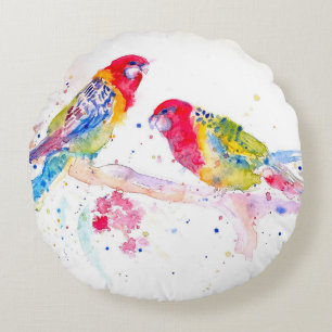 Coussins Ronds Peinture à l'aquarelle perroquet rouge Rosella