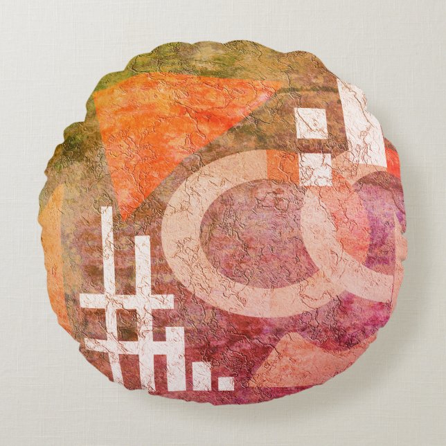 Coussins Ronds peinture Abstraite, abstraite, vintage, ancienne,  (Devant)