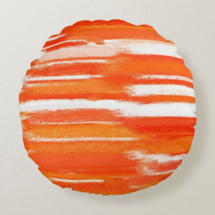 Coussins Ronds Peinture Abstraite blanche orange